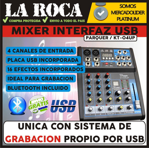 Consola Mixer 4 Canales Usb Efectos Interfaz De Grabacion 2