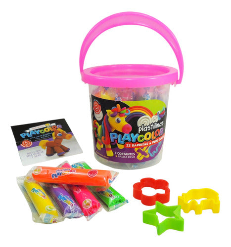 Baldecito De 22 Barritas De Plastilina Playcolor + 3 Cortant 0