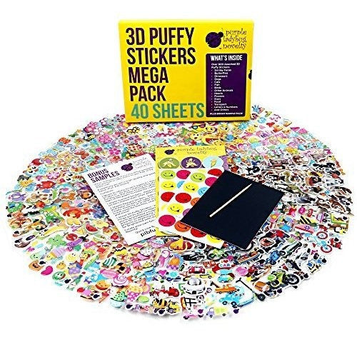 Purple Ladybug Novelty 40 No Repeat Sheets Puffy Sticker Mega Variety 0