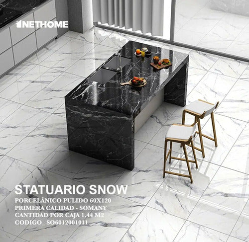 Somany Porcelanico Pulido Espejo 60x120 1Statuario Snow 1