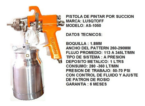 Lüsqtoff AS-1050 Paint Spray Gun with Compressor 1 Liter 1