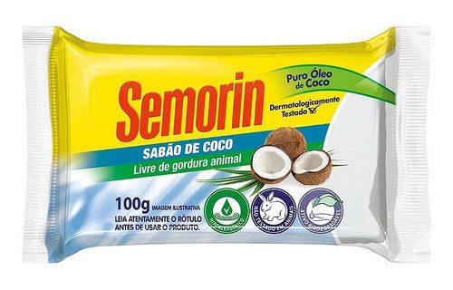 Kit 50 Semorin Barra De Sabão De Coco Tradicional 100g Cada 1