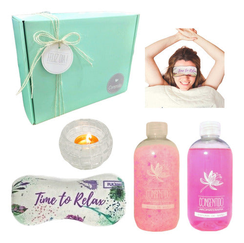 Relaxation Gift Box with Rose Aroma - Zen Kit for a Happy Day - Set Relax Caja Regalo Box Rosas Kit Zen Aroma N42 Feliz Día