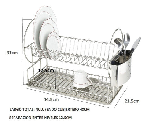 Hogar Actual Double Tray Dish Drainer Cutlery Holder Stainless Steel 440 1