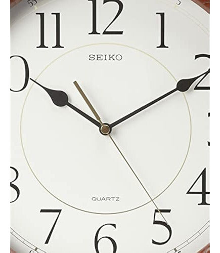 Seiko Quiet Sweep Wall Clock Solid Dark Oak Case 2