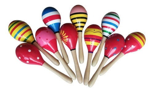 Wooden Baby Maraca Rattle Stimulation Color 19cm 4