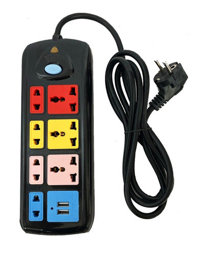 Nhome Alargue 5 Enchufes 2 USB Adaptador Zapatilla Colorido 0