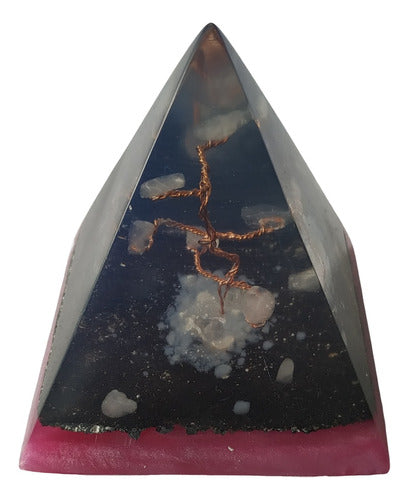 Pirâmide Orgonite Árvore Quartzo Rosa 6,5cm Magia E Cia 0