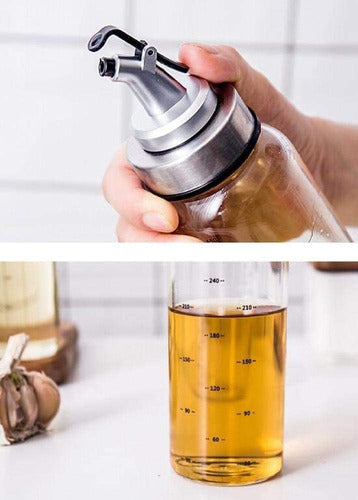 Generic Oil and Vinegar Dispenser Glass Stainless Steel Pouring Spout 300ml 2