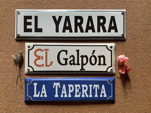 Cartel Chapa Enlozada Tranquera Con Logo 8x30 Cm Campo 5