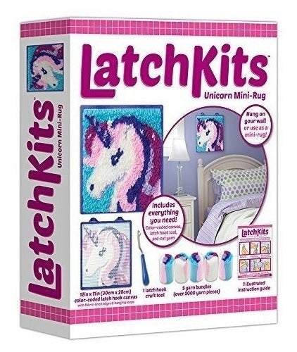 Kahootz Unicorn Mini Rug Crochet Kit - Purple and Pink Crafting Set 1