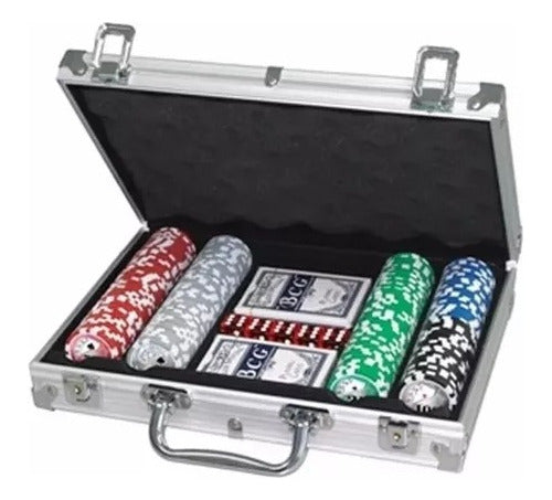 Professional Poker Set with 200 Chips, 2 Decks of Cards, 5 Dice, and Aluminum Case 3