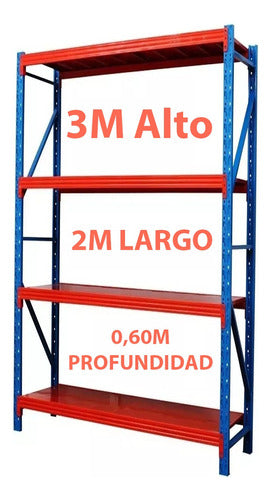 Expansión UY Metal Shelving Unit with Bolts, 4 Levels, 3x2x0.6m, 800 Kg 1