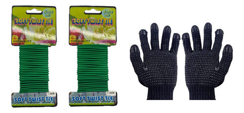 2 Garden Plant Support Wire Stake + Gardening Glove Set 0