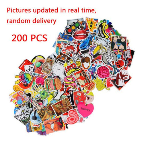 200pcs Skateboard Stickers Graffiti Portátil Etiqueta Equipa 5