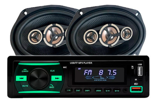 Estéreo Bluetooth Usb + Parlantes 6x9 PuLG Xline Audio Car 0