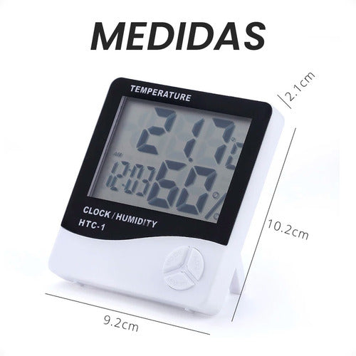 Lcd Temperatura Humedad Medidor Reloj Higrómetro Interi Otec 1