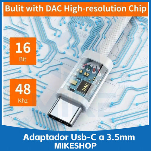 USB-C to 3.5mm Audio Adapter for iPhone 15 S24 / Mike - White 8