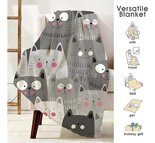 Colla Linda Cat Blanket for Girls and Women, Light and Soft 2