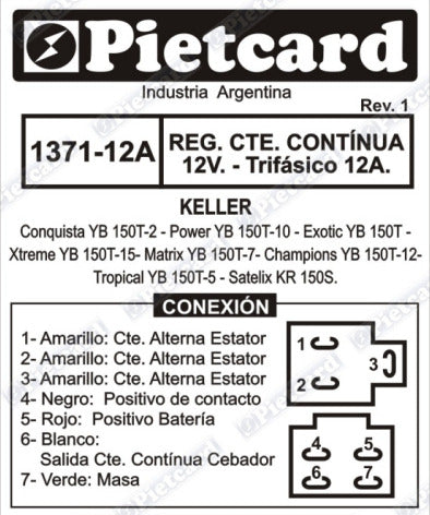 Pietcard Regulador 12V Keller Conquista YB 150 - Power YB 150 - Exotic YB 150 2