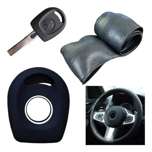 NL Steering Wheel Cover + Silicone Key Case - VW Voyage - Black 0