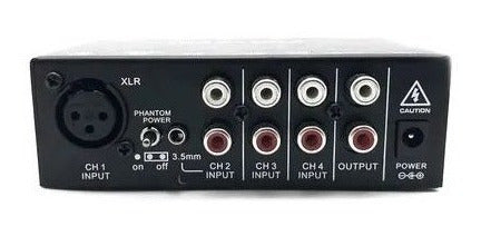 Mixer 4 Canales De Linea Rca 1 Xlr + Phantom Power Mx500 Cuo 2