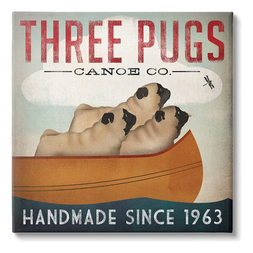 Stupell Industries Three Pugs Canoe Vintage Company Sign Can 0