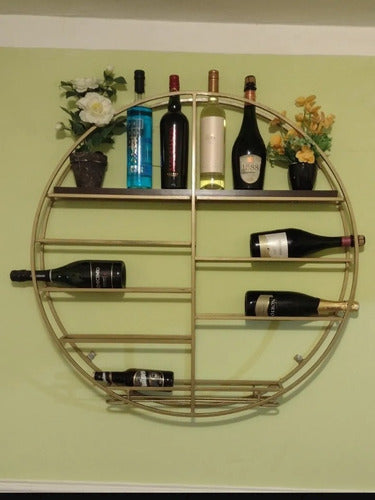 Iron Wd Wall Wine Rack 30×80×30 Cm with Pine 3