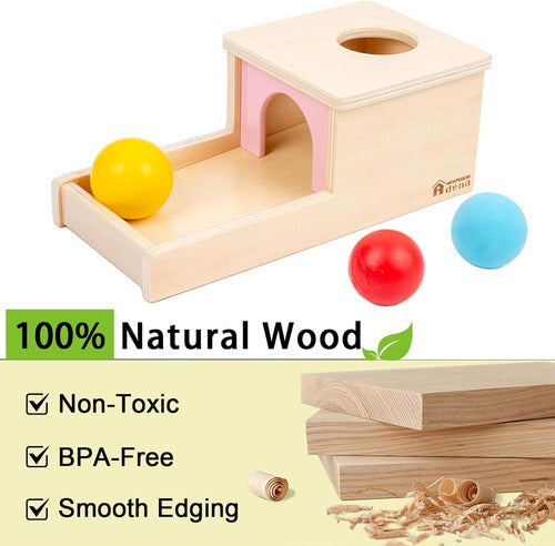 Adena Montessori Object Permanence Box with 3 Balls for Babies 4