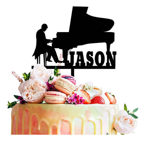 Patata 3D Cake Topper Adorno Torta Cumple Piano Pianista Personalizado 0