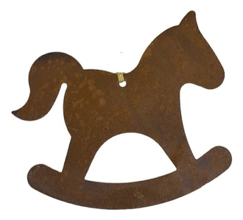Rustic Christmas Ornaments Set of 2 Hanging Horse Decorations in Oxidized Metal 0