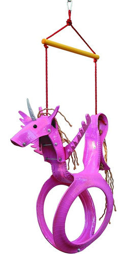 Sparkling Line Tire Swing Sl001502 Unicorn Tire Swing, Rosa 0