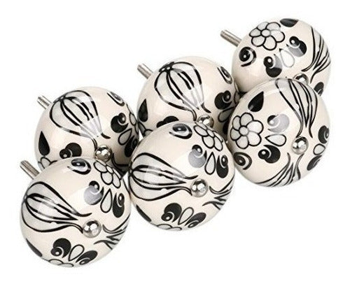 Ceramic Drawer Knobs - Handmade Floral Decorative Ceramic Cabinet Knobs, Set of 6 0