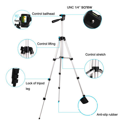 Duaitek Aluminum Folding Tripod + Cell Phone Support Adapter 3