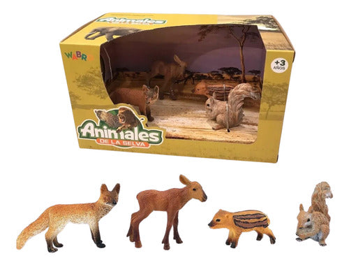 Wabro Jungle Animal Toy Set: Fox, Squirrel, Boar & Antelope 6