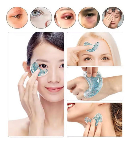 1 Par De Gel Ojos Hielo Alivia Ojeras Reutilizable Relaja 5