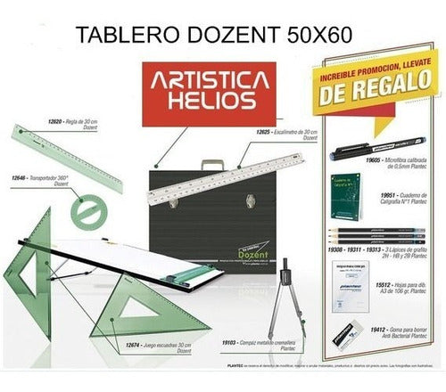 Dozent Technical Drawing Kit with Board and Easel 50x60 Cm 1