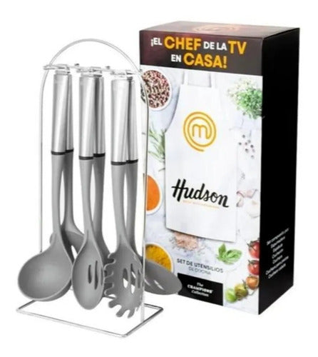 Utensilios Hudson X 6 Nylon Y Acero Inoxidable Con Soporte. 0