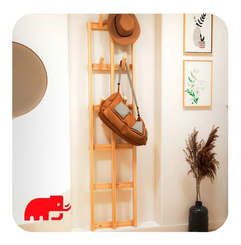 Solid Wood Coat Rack + Shelf for Pictures, Books - Nordic Design 4