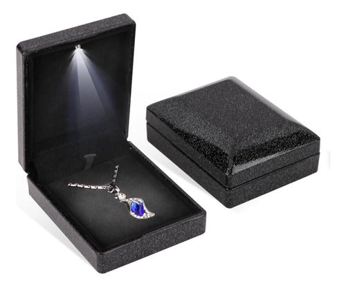 2x Estuche Caja Para Collar Aros Boda Con Led - Estrellado 0