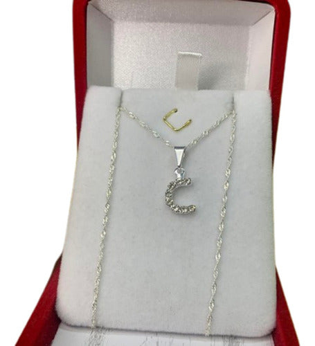 Mashoka Joyas BS AS Singapore Chain with Initial Pendant White 45cm Ideal Gift Kit 030 3