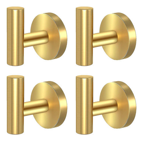 Kruodop 4 Towel Hooks Hangers for Bathroom - Gold 0