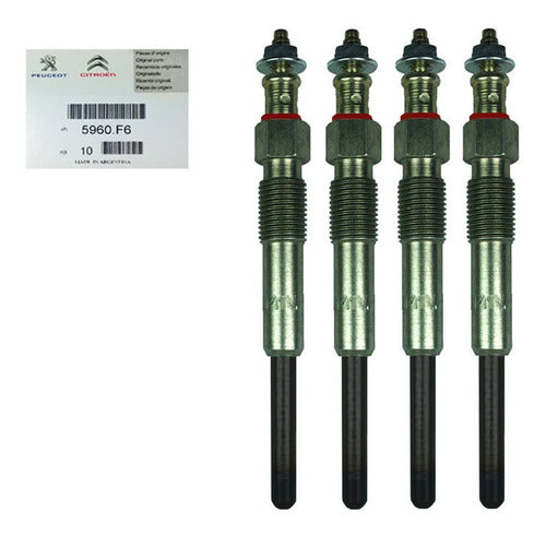 Kit 4 Genuine Peugeot 206 1.9 Diesel DW8 2007 Glow Plugs 0