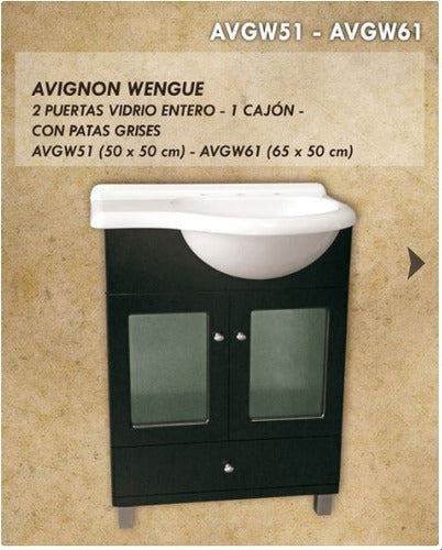 Vanitory 65 cm for Avignon Sink Ferrum W/out Countertop White 2 Doors 3
