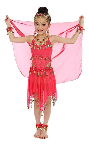 Girls Belly Dance Costume Set with Gold Coins 1