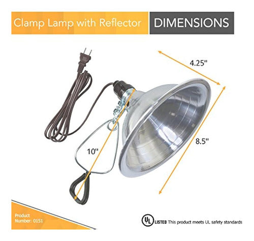 Woods Clamp Lámpara De Luz Con Reflector De Aluminio 150w Ul 1