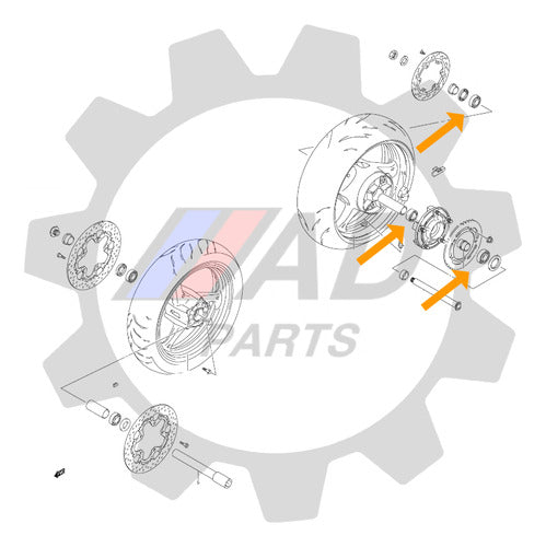 Rolamentos Roda Traseira Suzuki Gsx 750f 1