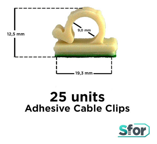 Sfor - Paquete De 25 Pinzas Adhesivas Para Cables - Organiza 1