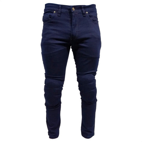 Samurai Warrior Urban Stretch Jeans with Knee Protections Blue Um 3