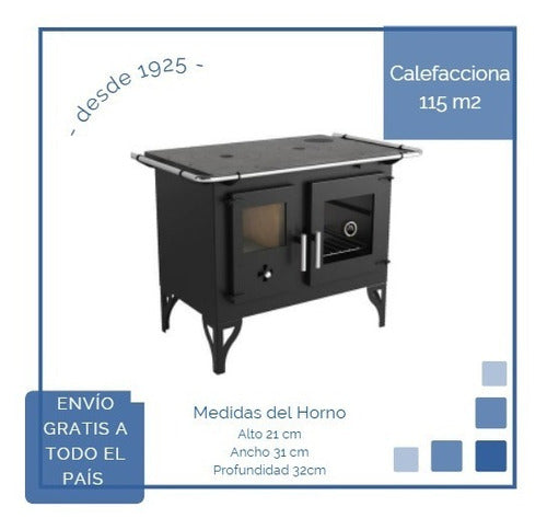 Cocina A Leña 115 M2 Doble Combustion F700f 2